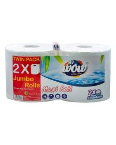 WOW Maxi Roll Twin Pack 2 Ply Jumbo Towels