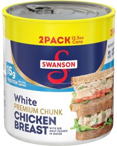 Swanson White Premium Chunk Canned Chicken Breast in Water, Fully Cooked, 12.5 OZ Can (Pack of 2)