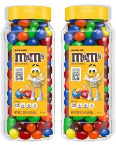 M&M’S Peanut Candy Jars - Assorted Chocolate Candies, 23 Oz Each, Pack of 2 - Perfect for Parties and Movie Nights