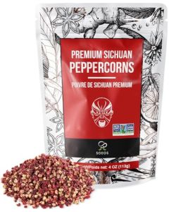 Soeos Sichuan Peppercorns 4 Ounce113g Authentic Szechuan Red Peppercorn Numbing and Tingle Effect Less Seeds Strong Flavor Essential for Mapo Tofu Kung Pao Chicken and Asine Cusine