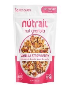 NuTrail Nut Granola Cereal, Vanilla Strawberry, No Sugar Added, Keto, Low Carb, Gluten Free, Grain Free, Healthy Breakfast 8 oz. 1 Count