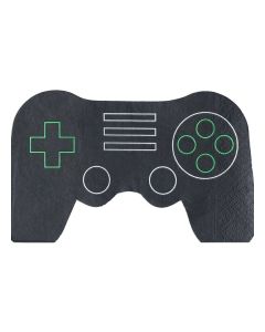 Ginger Ray Gaming Eco Paper Napkins Black - Video Game Themed Napkins for Birthday Parties Fully Eco-Friendly Disposable Napkins