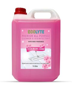 ECOLYTE+ Disinfectant Premium Floor Cleaner All Purpose Cleaner Plus for Hospital, Home, Office & Commercial Use for Dirt, Stains & Germs, Floor Cleaning, (Rose, 5 Liter)