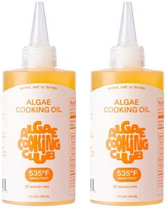 Algae Cooking Club Chef-Grade 100% Algae Cooking Oil - 7oz Squeeze Bottles (2 Pack) with High Smoke Point 535°F