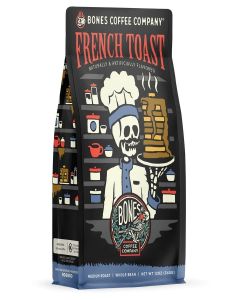 Bones Coffee Company French Toast, Sweet and Buttery Flavored Coffee, Medium Roast Low Acid Arabica Beans Compatible with Auto drip and French Press Coffee Maker, 12 Oz Ground