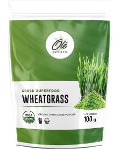 Ole Nutrients Organic Wheatgrass Powder 100g Raw Green Superfood Rich in Chlorophyll Antioxidants and Vitamins