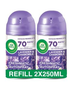 Air Wick Freshmatic Autospray Refill, Lavender & Chamomile Scent, 250ml x 2