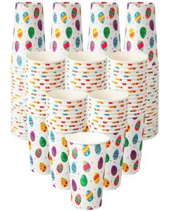 Maxcheck 100 Pack Easter Disposable Paper Cups Bulk 9 oz Drinking Coffee Cups with Colored Egg for Water, Juice, Hot and Cold Drinks, Happy Spring Tea Party Supply