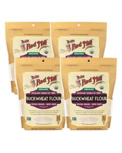 Bobs Red Mill Organic Buckwheat Flour 22oz Pack of 4 Non GMO Whole Grain Vegan Kosher