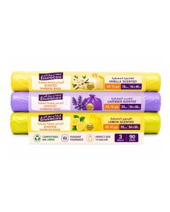 Enviro Care Scented Garbage Bags - Pack of 3 (Lavender, Lemon, Vanilla) - 54 x 60 CM, 30 pcs, 10 Gallons