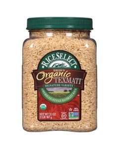 RiceSelect Organic Texmati Brown Basmati Rice Premium Long Grain Aromatic American Basmati Brown Rice GlutenFree NonGMO Kosher 32oz Jar Pack of 1