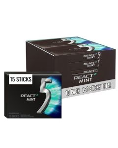 5 GUM React 2 Mint Sugar Free Chewing Gum Five Gum 15 Stick 10 Pack