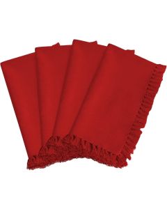 SARO LIFESTYLE 1234 Lizette Collection Fringed Design Festive Dinner Napkins Set of 4 Red 20 Square 4 Pieces