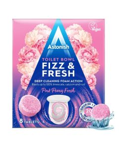 Astonish Toilet Bowl Fizz & Fresh Cleaning Tabs Peony Deep Cleaning Foam Action Removes Depostis of Limescale Calcium & Rust No Scrubbing