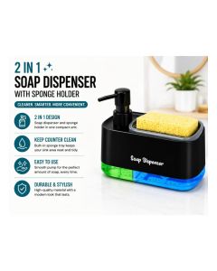 Bestseek 3-in-1 Kitchen Soap Dispenser Set with Sponge Holder, Dual Hand & Dish Soap Pump, Countertop Sink Organizer – Black
