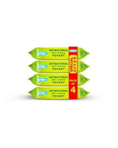 White anti-bacterial wet wipes pocket with lemon scent 10 pulls 4 in 1