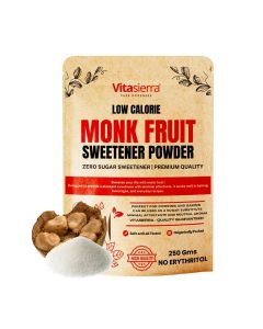 Vitasierra Organic Monk Fruit Sweetener Powder, No Erythritol, 1:1 Sugar Substitute, 250 Gm