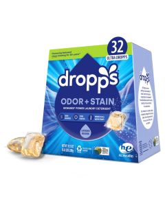 Dropps Odor Stain Biobased Power Laundry Detergent Pods Lavender Meadow 32 Count HE Compatible Laundry Pods for Fresh Clothes Washing Detergent Soap Supplies Recyclable Packaging