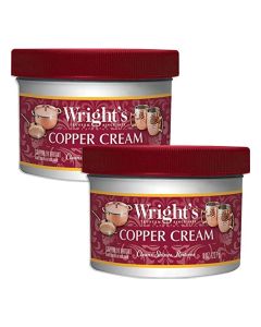2 Pack Wrights Copper and Brass Cream Cleaner - Gently Cleans Removes Tarnish Without Scratching White, Whether It’s for Kitchenware, Décor Items, Jewelry, or Collectibles 227gr