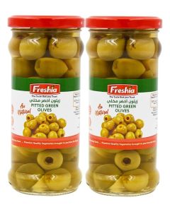 Pitted Green Olives Twin Pack (335g x 2) / Total 670g / Pit Removed Olives in Brine / Ready-to-Eat for Salads, Pizzas & Cooking / Great Value Bulk Bundle