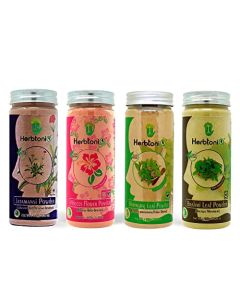 HerbtoniQ 100% Natural Jatamansi Powder 150g, Hibiscus Flower Powder 150g, Bhringraj Leaf Powder 150g, Brahmi Leaf Powder 150g For Hair Treatment Pack (Pack Of 4, 600g)