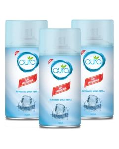 Aura Air Freshener Automatic Spray Refill 250Ml Triple Pack Dry Based Premium Long Lasting Fragrances Designed To Mask And Remove Unpleasant Odors And Refresh Air Aquatic Aroma