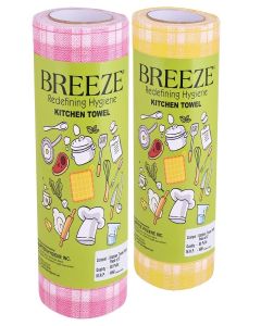 BREEZE Non-Woven Kitchen Towel Roll Reusable and Washable Tissue Paper Highly Absorbent & Extra Soft Quick Dry Multipurpose Rolls (Pack of 2, 80 Pulls Per Roll)