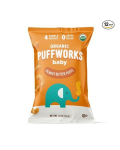 Puffworks Baby Organic Peanut Butter Puffs, Perfect for Early Peanut Introduction