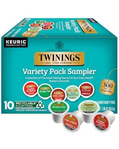 Twinings KCup Pods Variety Pack Includes English Breakfast Earl Grey Chai Green and Peppermint for Keurig and Single Cup Brewers 10 Count Pack of 1 Enjoy Hot or Iced
