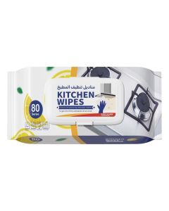 80 Count Kitchen Cleaning Wet Wipes Lemon Scented Powerful Degreasing & Strong Oil Removal Wet Wipes for Kitchen, Restaurant, Safe on Skin (1 Pack - 80 Wipes)