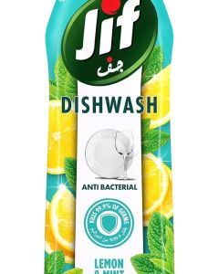 JIF Antibacterial Dishwashing Liquid, Lemon & Mint, 750ml - 100% Grease Removal, Antibacterial Formula