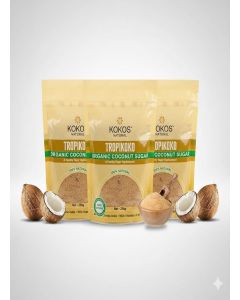 Kokos Natural- Tropikoko Organic Coconut Sugar - 250 Gm / 100% Natural Sugar Replacement / Contains 15 Essential Vitamins and Minerals / Sugar Substitute / Pack of 3