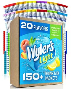 Wyler's Light 176ct Bulk Variety Pack - 20 Different Flavors from Fruit Punch, Iced Tea, Lemonade, and More - Sugar Free Singles To Go Drink Mix Packets - Sugar Free Water Flavoring Packets
