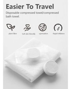 Milano Plus Tablet Coin Tissue (80pcs) Travel Facial Towel Water Wet Wipe Washcloth Napkin Moistened Tissues Magic Coin Tissue Napkin Paper