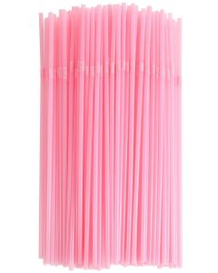 200 Pcs Pink Straws High Flexible Plastic Straw Disposable Solid Colors Drinking Straws Bendy 8.46" X 0.19" Pink for Home Use Milk Juice Drinks