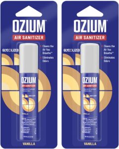 Ozium 08 oz Air Sanitizer Odor Eliminator for Homes Cars Offices and More Vanilla Scent Pack of 2