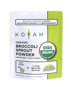 KOYAH Organic USA Broccoli Sprout Powder 1 Scoop 14 Cup Sprouts 36 Servings FreezeDried Tested for Active Myrosinase and Glucoraphanin Sulforaphane Glucosinolate