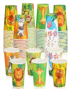Amyhill 100 Pcs 9oz Paper Disposable Cups for Kids Animals Bathroom Cups Small Colorful for Party Picnic Barbecues Travel Events Hot Cold Drinks