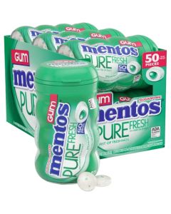 Mentos Pure Fresh Sugar Free Gum Spearmint 50 Piece Bottle Pack of 6