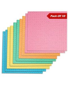 Magic Providers Reusable Wet Wipes Sponge Pack of 10 Dusters Washables Reusable Sponge Wipes Super Absorbent Biodegradable Cellulose Material Kitchen Home Car Cleaning 10x Absorption Wet Wipes