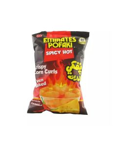 Emirates Pofaki Spicy Hot Crispy Corn Curls Oven Baked Curls- 80gms