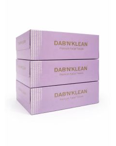 Dab N Klean 2 Ply Facial Tissue Box / Ultra-Soft, Absorbent / 100% Natural Virgin Pulp / Disposable Tissues for Home, Office, Car / 100 Pulls/200 Sheets/Box (3 Boxes, 600 Sheets) (Purple)