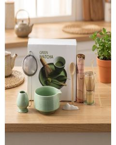 SimplifiNest Luxury 9-Piece Matcha Tea Set / Ceramic Matcha Bowl, Bamboo Whisk (Chasen), Whisk Holder, Scoop, Sifter & Tea Caddy / Japanese Matcha Ceremony Kit / Premium Matcha Gift Set