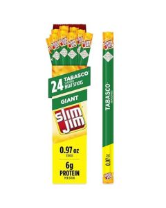 Slim Jim Giant Smoked Meat Sticks Tabasco Flavor 6g Protein Per Stick Fathers Day Snack Gift for Dad 097 oz 24 Count