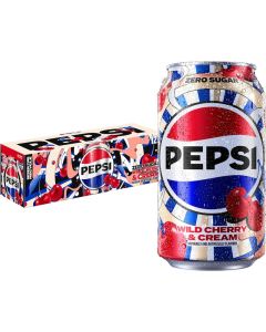 Pepsi Zero Sugar Wild Cherry & Cream Soda, 12 fl oz Cans (12 Pack) - Zero Calories, Zero Sugar