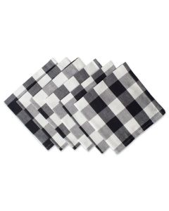 DII Cotton Buffalo Check Oversized Basic Cloth Napkin for Everyday Place Settings, Farmhouse Décor, Family Dinners, BBQ's, and Holidays (20x20", Set of 6) Black & White
