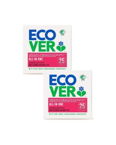 Ecover All in One Dishwasher Tablets Pack of 2 x 25 Lemon & Grapefruit Eco Friendly Natural Plant Based Dishwasher Pods Powerful Grease Removal Streak Free Cleaning Value Twin Pack UAE
