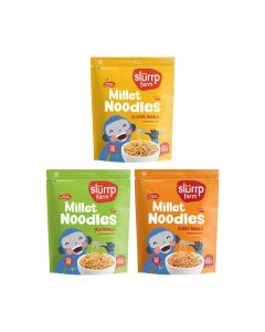 Slurrp Farm No Maida Not Fried No MSG Millet Noodles Combo - Classic, Mild, Curry Masala, Pack of 3 x 192g