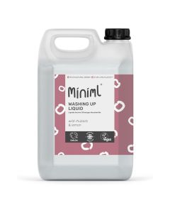 Eco Washing Up Liquid 5L Refill - Wild Rhubarb & Lemon Scented Non Bio & Skin Sensitive Friendly Dish Wash Cleaner Plant Based Vegan & Cruelty Free - Natural Cleaning Products (500 Washes)