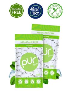 PUR Gum 100% Xylitol Chewing Coolmint, Sugar-Free + Aspartame Free, Vegan + non GMO, 55 Count (Pack of 2)